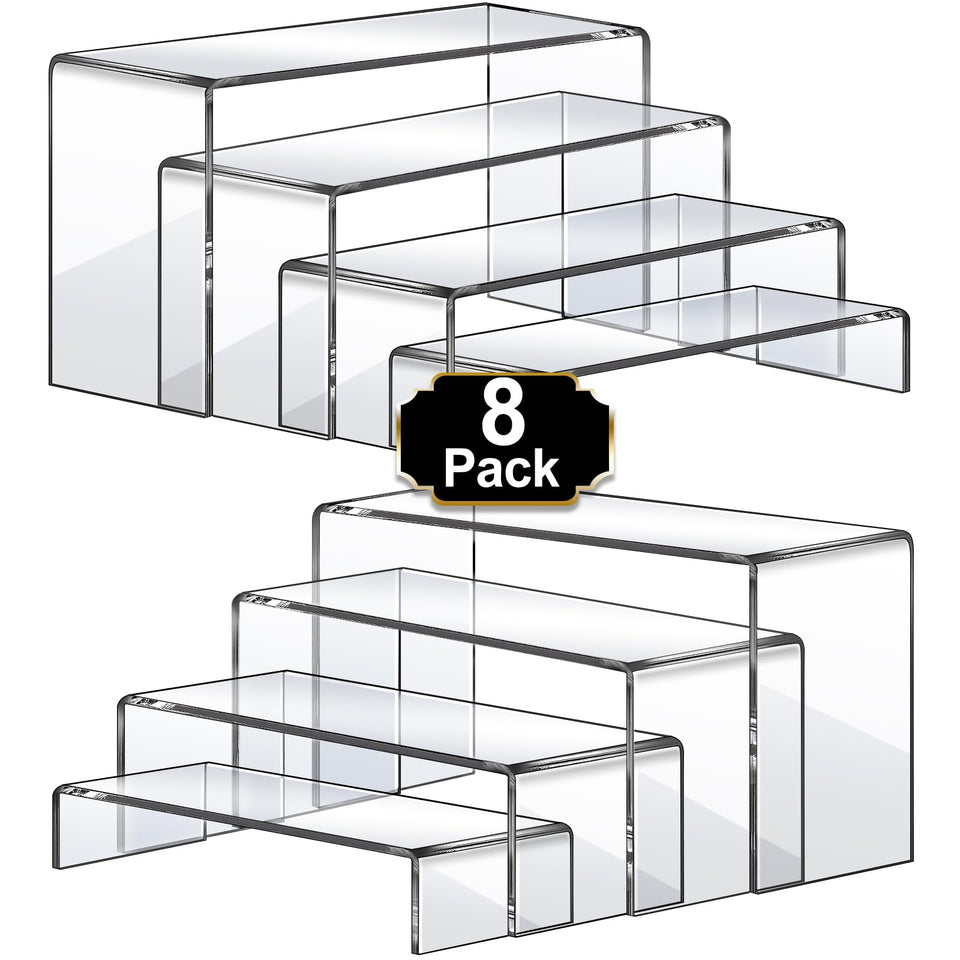 Aheroi acrylic riser 7.87-inch height enhances shelf visibility