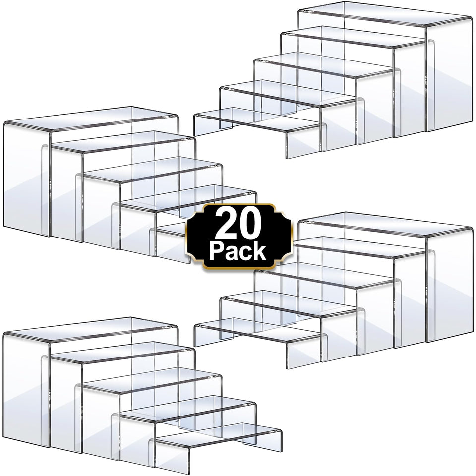 Aheroi acrylic risers front view, versatile clear display for decor and desserts.