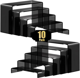 Aheroi display risers on shelf showing 7–9 inch heights for organized decor