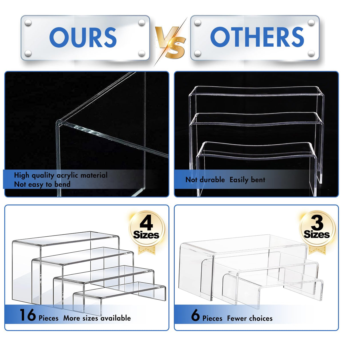 Aheroi clear risers 8.66-inch high add depth to dessert displays.
