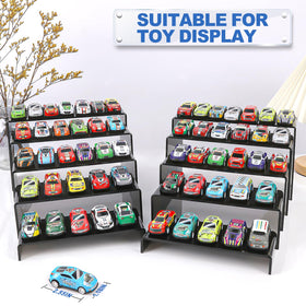 Aheroi risers used for decor and toy display on a shelf