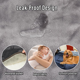 Ahinahwap blanket highlights the TPU waterproof layer for leakproof protection.