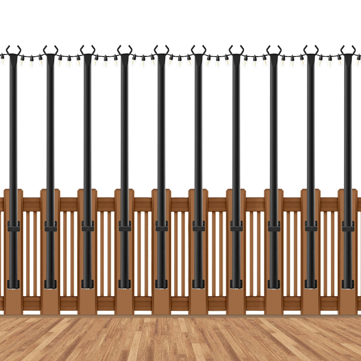 AHRLHR 10 pack deck light poles provide sturdy outdoor illumination for patios and yards.