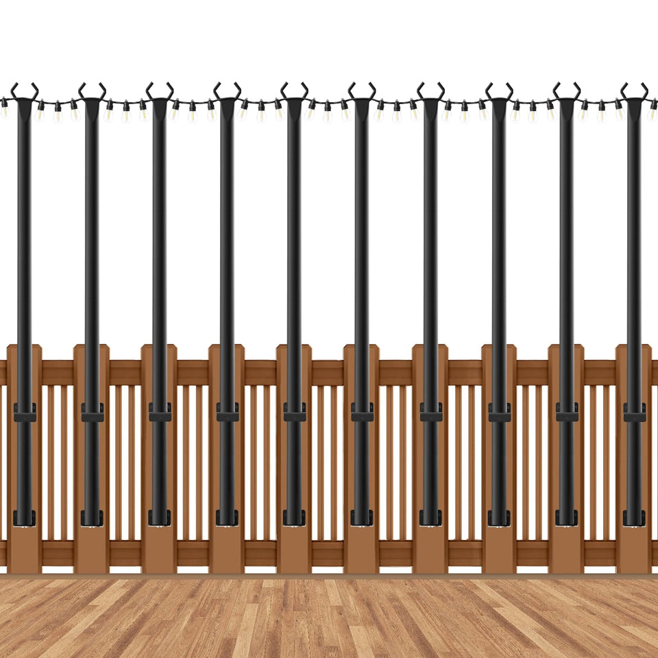 AHRLHR 10 pack deck light poles provide sturdy outdoor illumination for patios and yards.