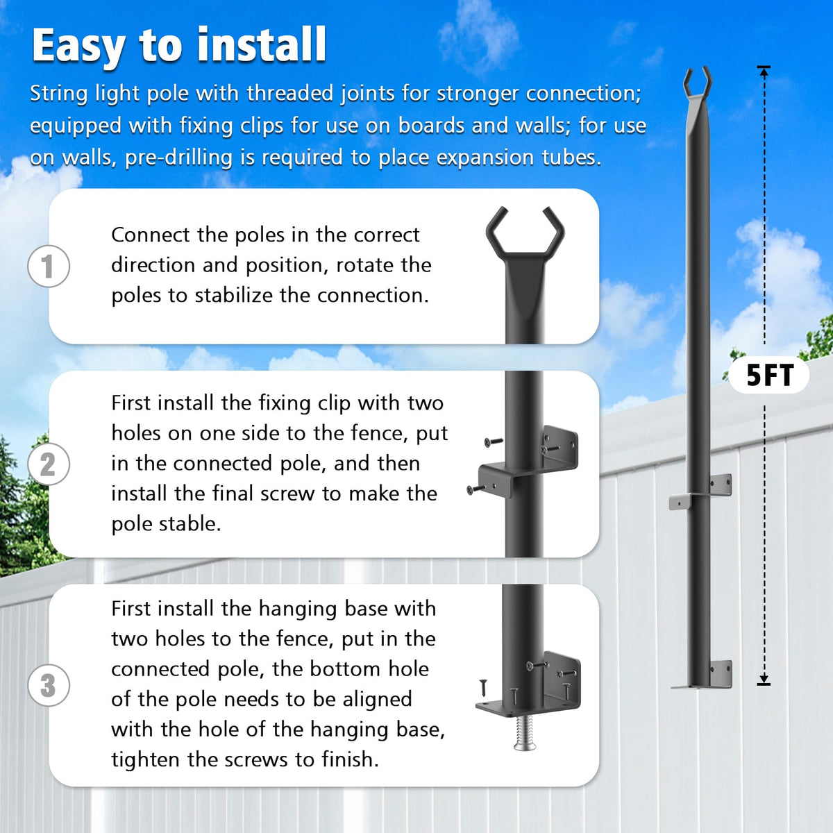 AHRLHR weather tested poles support your garden lighting setup.