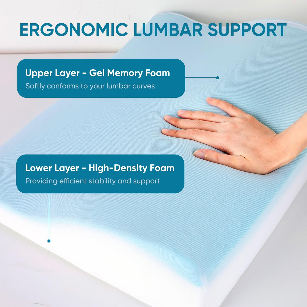 AHUAWA lumbar-support-pillow memory-foam-top emphasizes plush softness and contouring support.