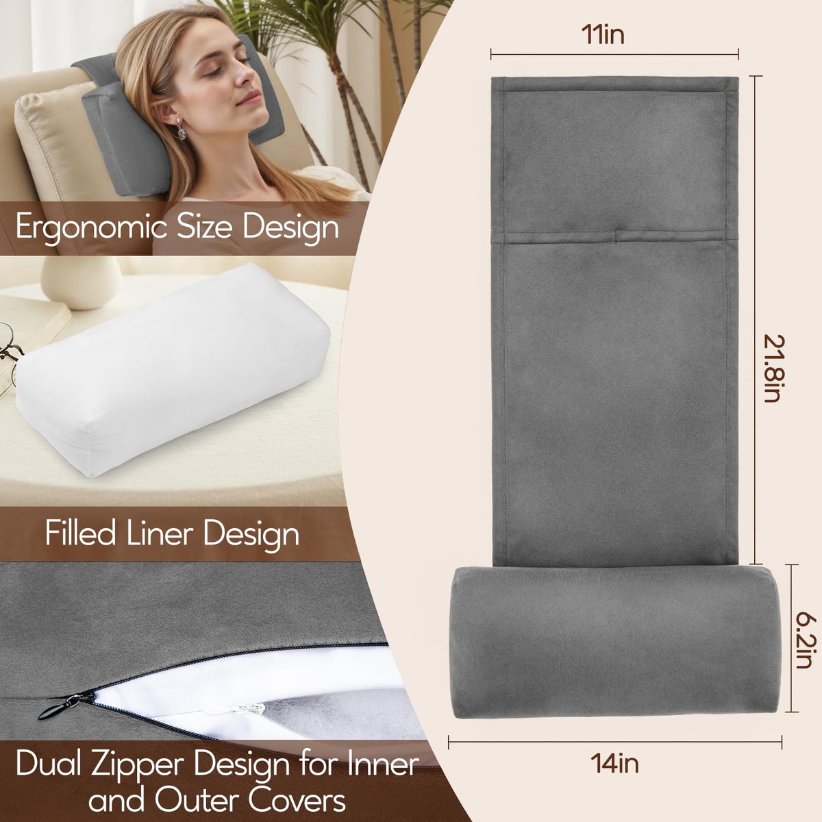 AHUAWA non-slip weighted flap keeps the pillow in place.
