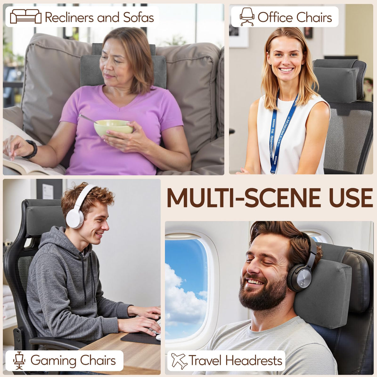 AHUAWA versatile neck pillow for TV, reading, or gaming.