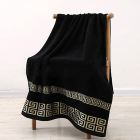 AHXHWKA hand towels embroidery detail in black, durable hems for daily use.