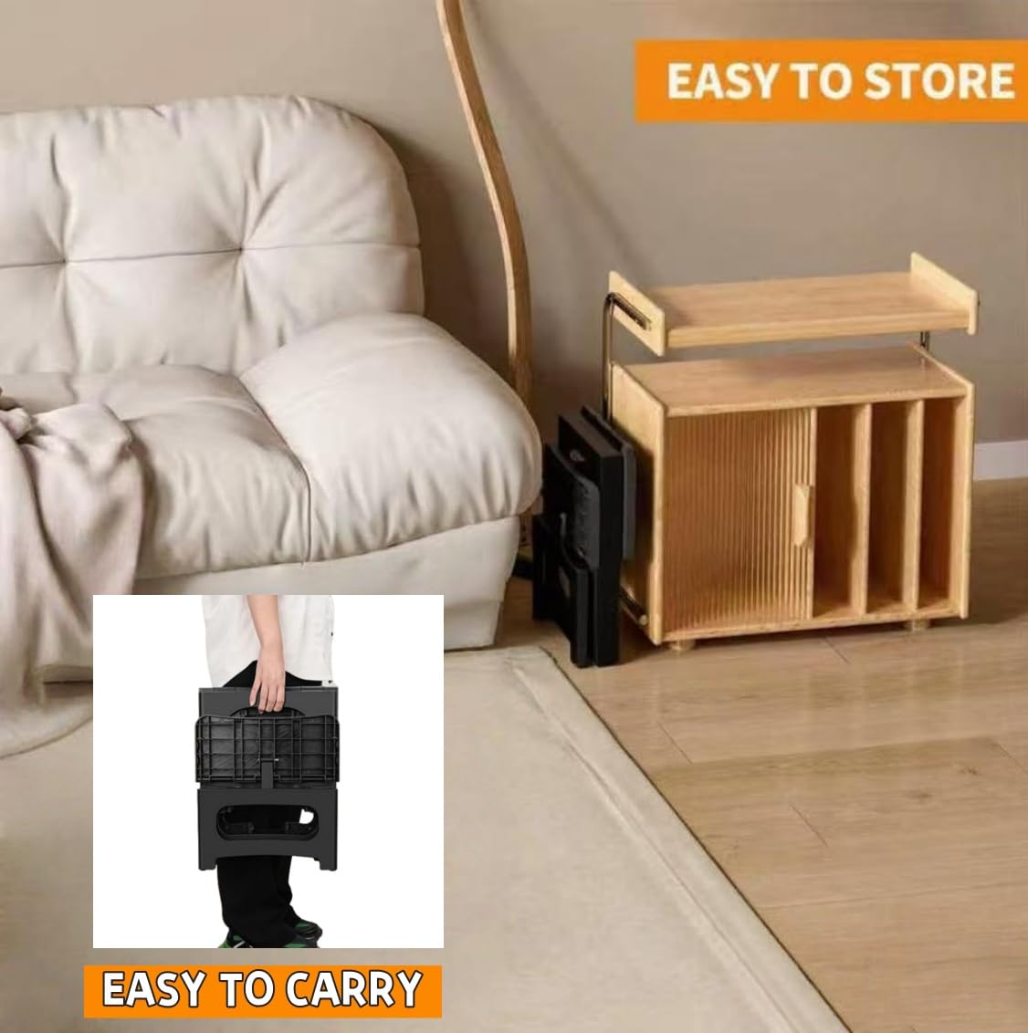 Ahxuvan 2-step stool anti-skid feet ensure stable footing.