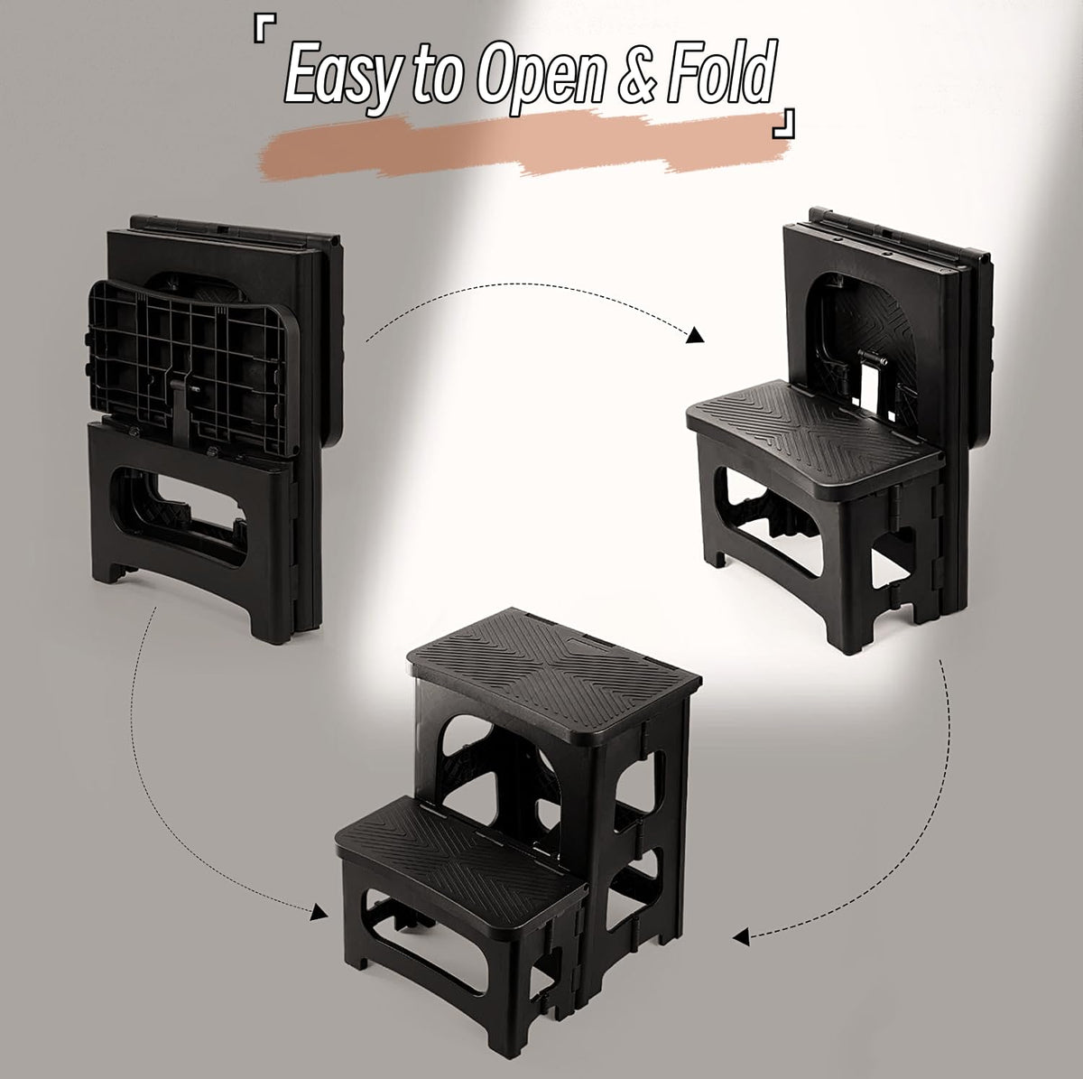 Ahxuvan 2-step stool compact setup shows quick fold and carry.