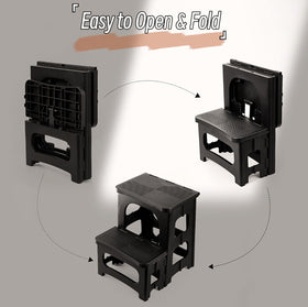 Ahxuvan 2-step stool compact setup shows quick fold and carry.