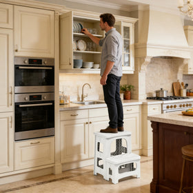 Ahxuvan 2-step stool deploys in seconds for quick use.