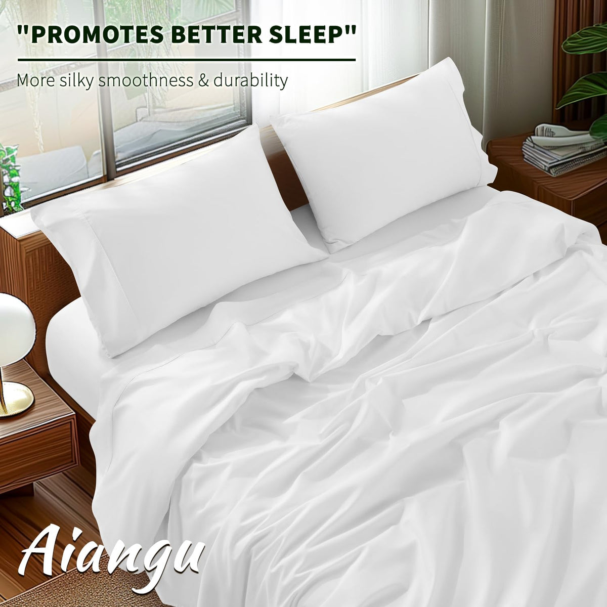 AiAngu fitted sheet with all-around elastic stays snug on your mattress.