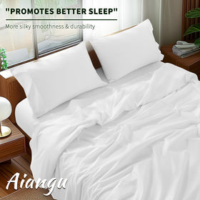 AiAngu fitted sheet with all-around elastic stays snug on your mattress.