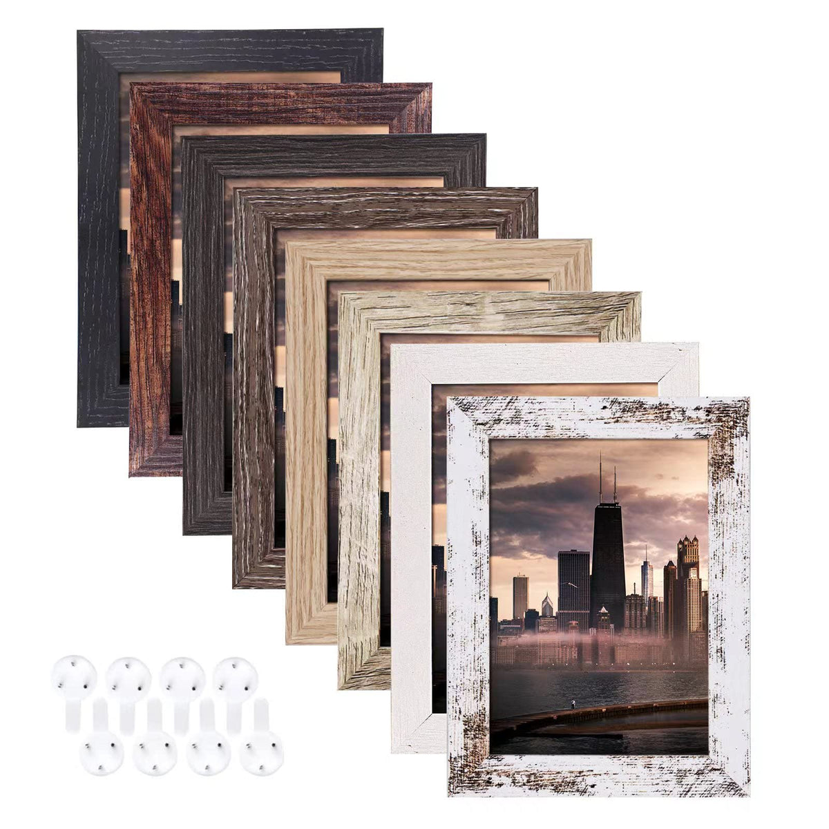 Aibala 5x7 rustic frame front view with multi-color wood tones for wall display