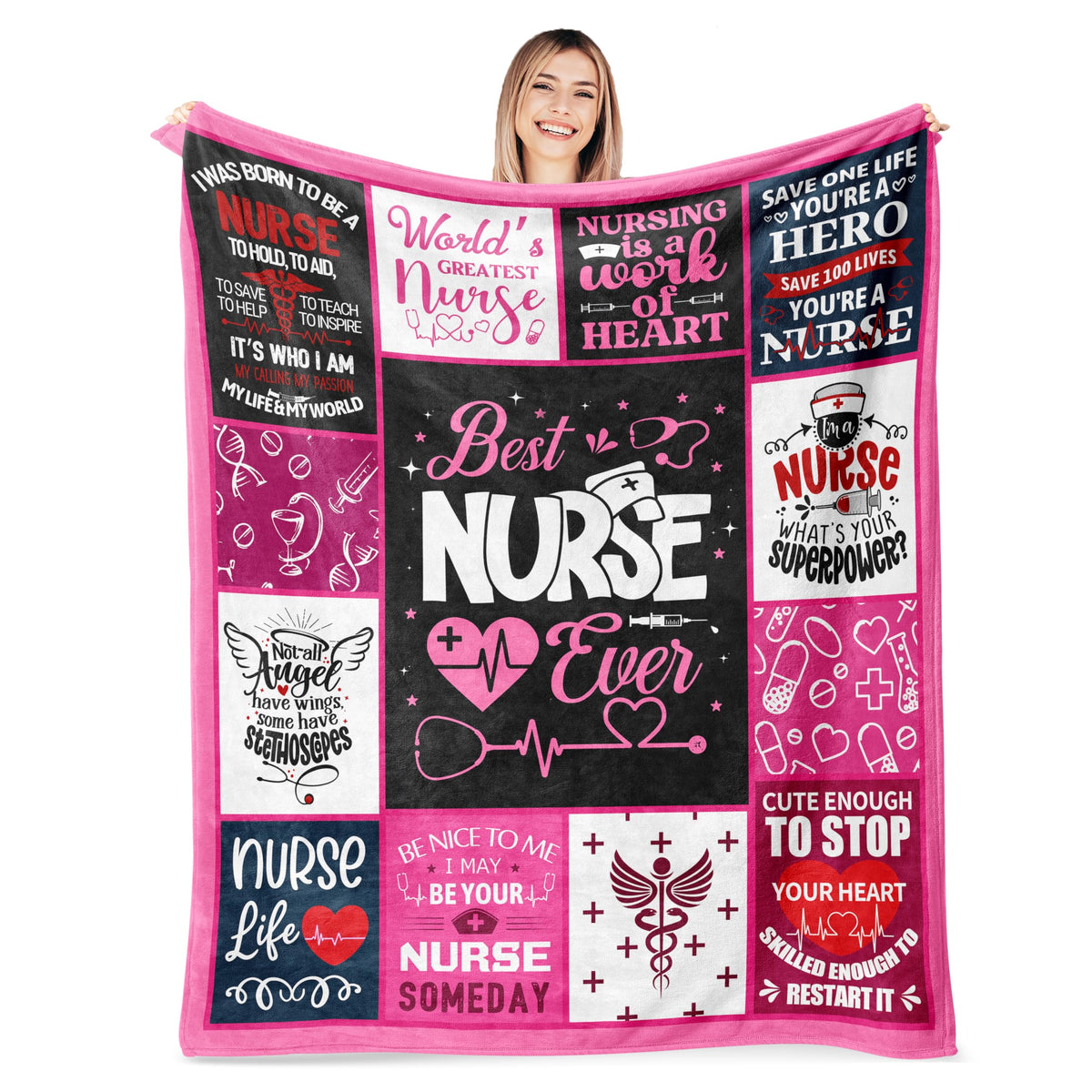 AICLIV funny nurse gift blanket offers cozy warmth for caregivers.