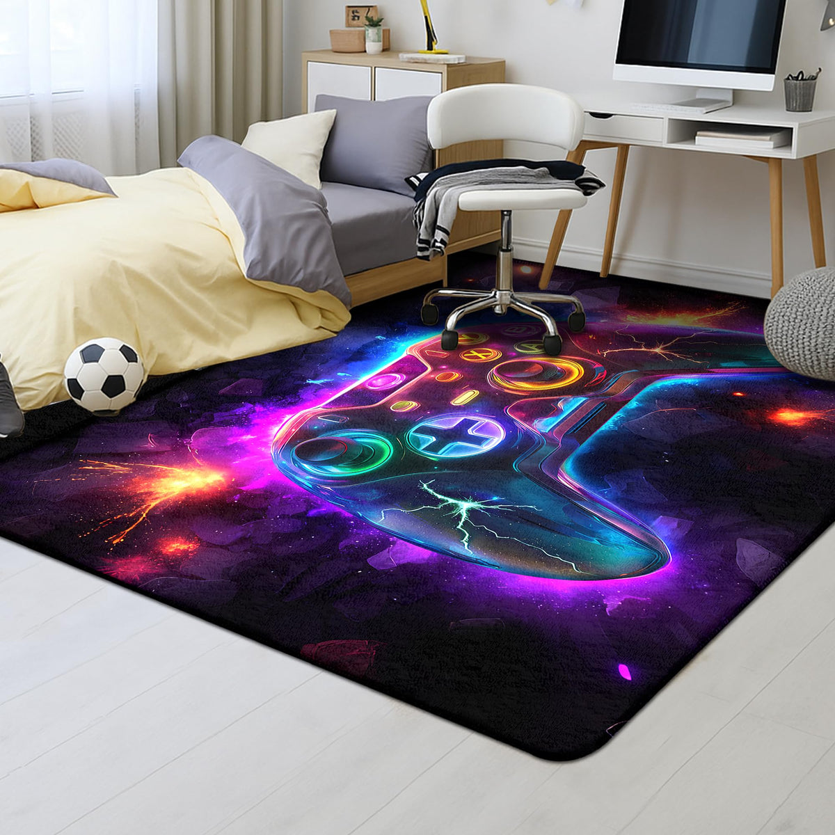 AICLIV neon gaming rug easy-clean design makes maintenance simple for households