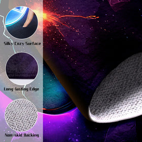 AICLIV neon gaming rug game-controller close-up highlights bold design for teen rooms