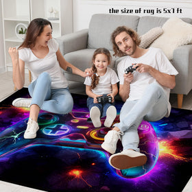 AICLIV neon gaming rug non-slip backing keeps rug steady during play