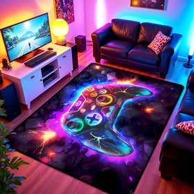AICLIV neon gaming rug soft polyester surface offers comfortable underfoot feel