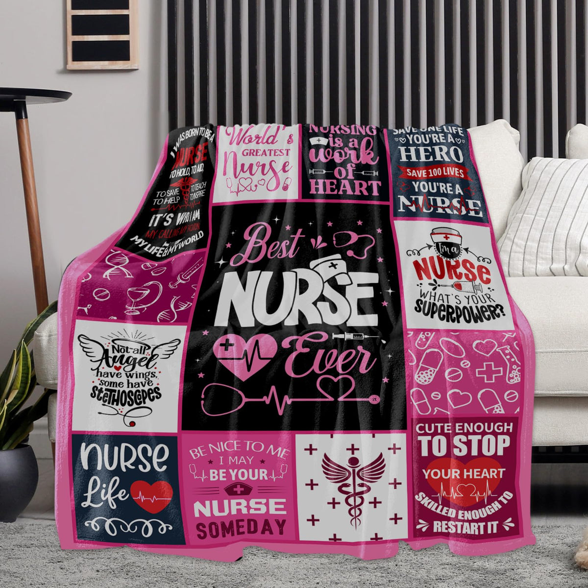 AICLIV nurse appreciation gift blanket showcases a heartfelt message.