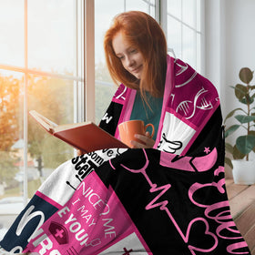 AICLIV promotional nurse print blanket with cheerful design.