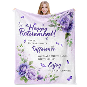 AICLIV retirement blanket with floral design and inspiring phrase for gifting