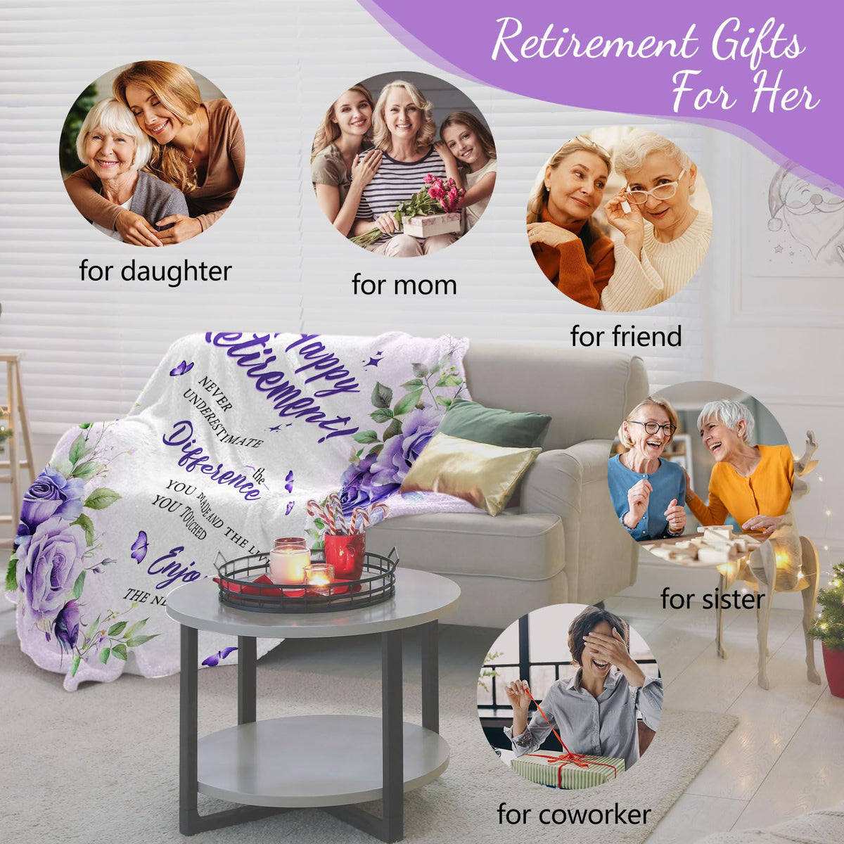 AICLIV retirement blanket on sofa scene for watching TV and relaxation