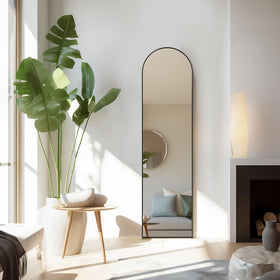 Aidoly Arched Mirror leaning position for quick repositioning in any room.