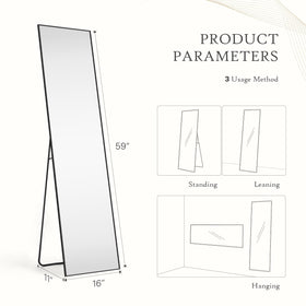 Aidoly full-length mirror mounted on the wall for space-saving use