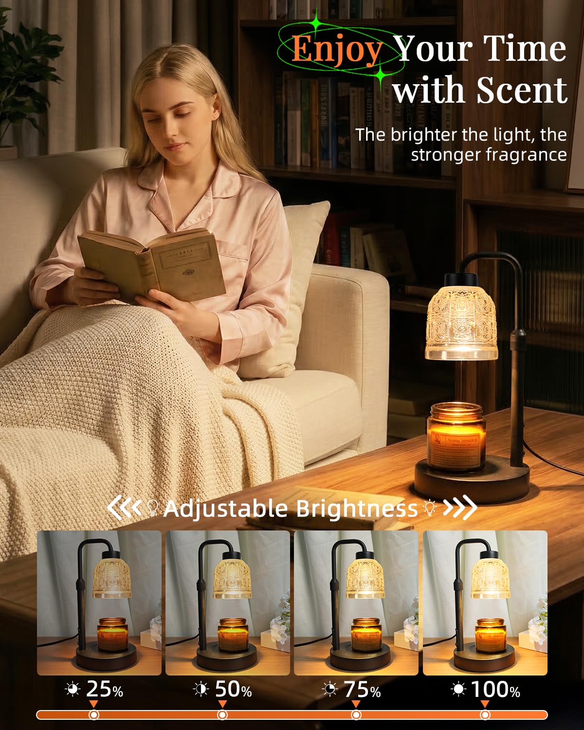 AIFEI Candle Warmer Lamp crystal shade blends with modern decor
