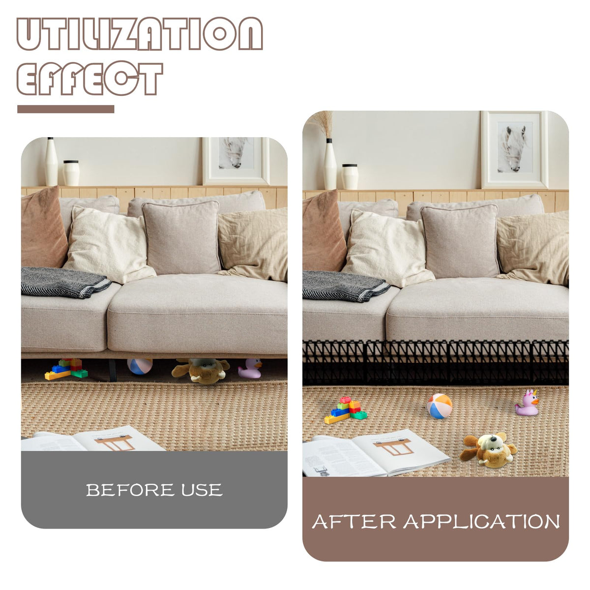 Aifong blockers assembled beneath bed area showing extended coverage.