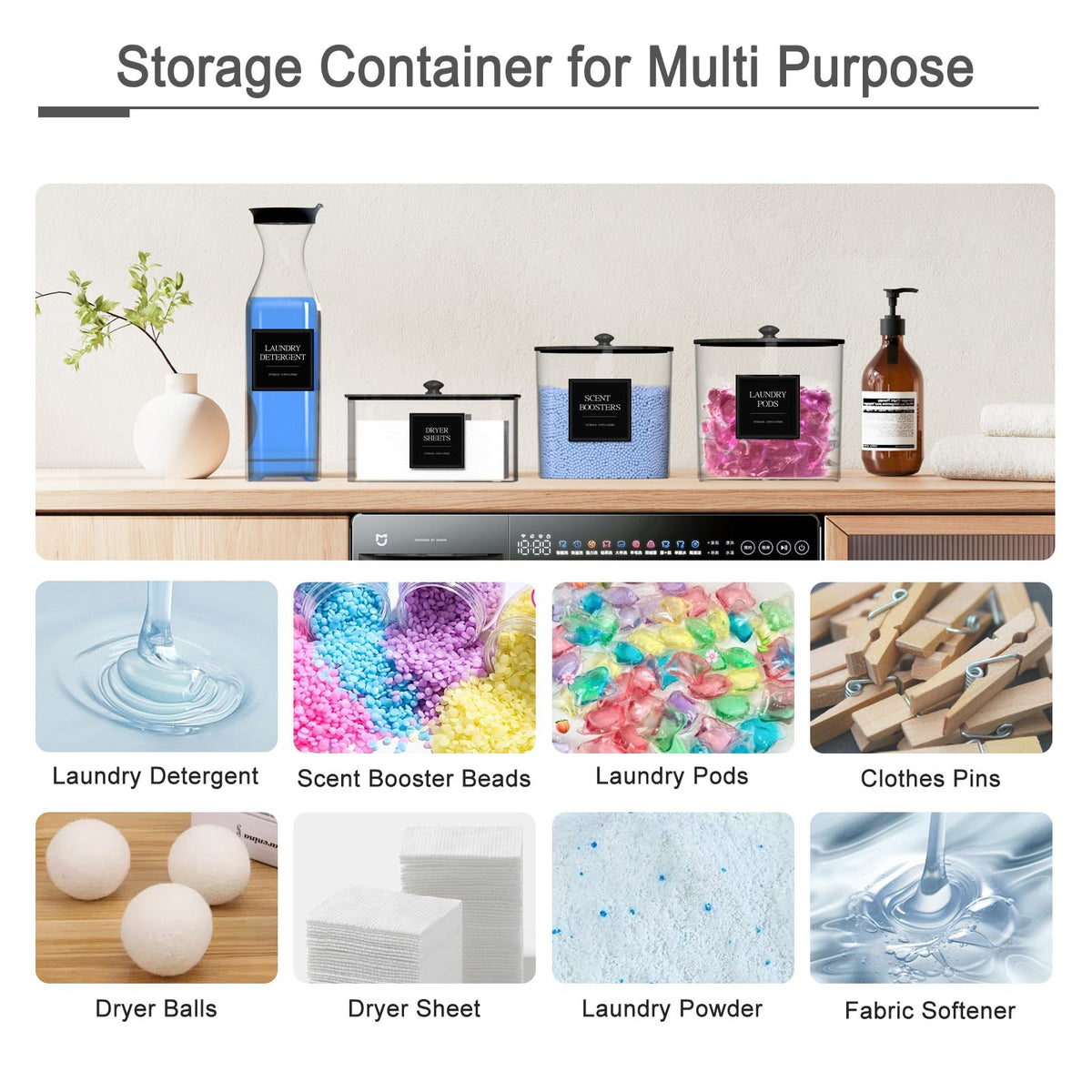 AIKAMI waterproof labels pack ready for organizing laundry supplies