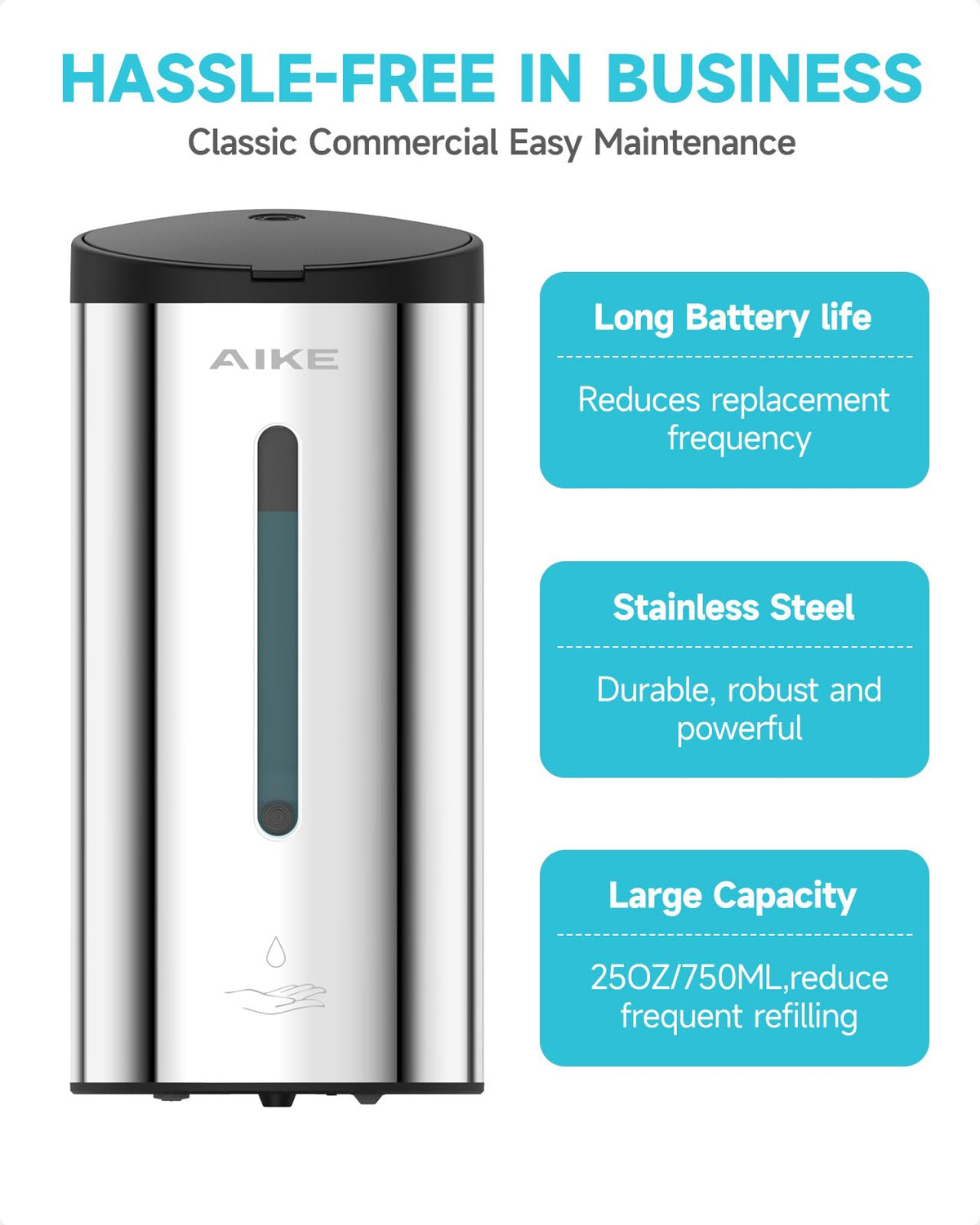 AIKE AK1205 25oz chamber emphasizes large capacity for high-traffic areas