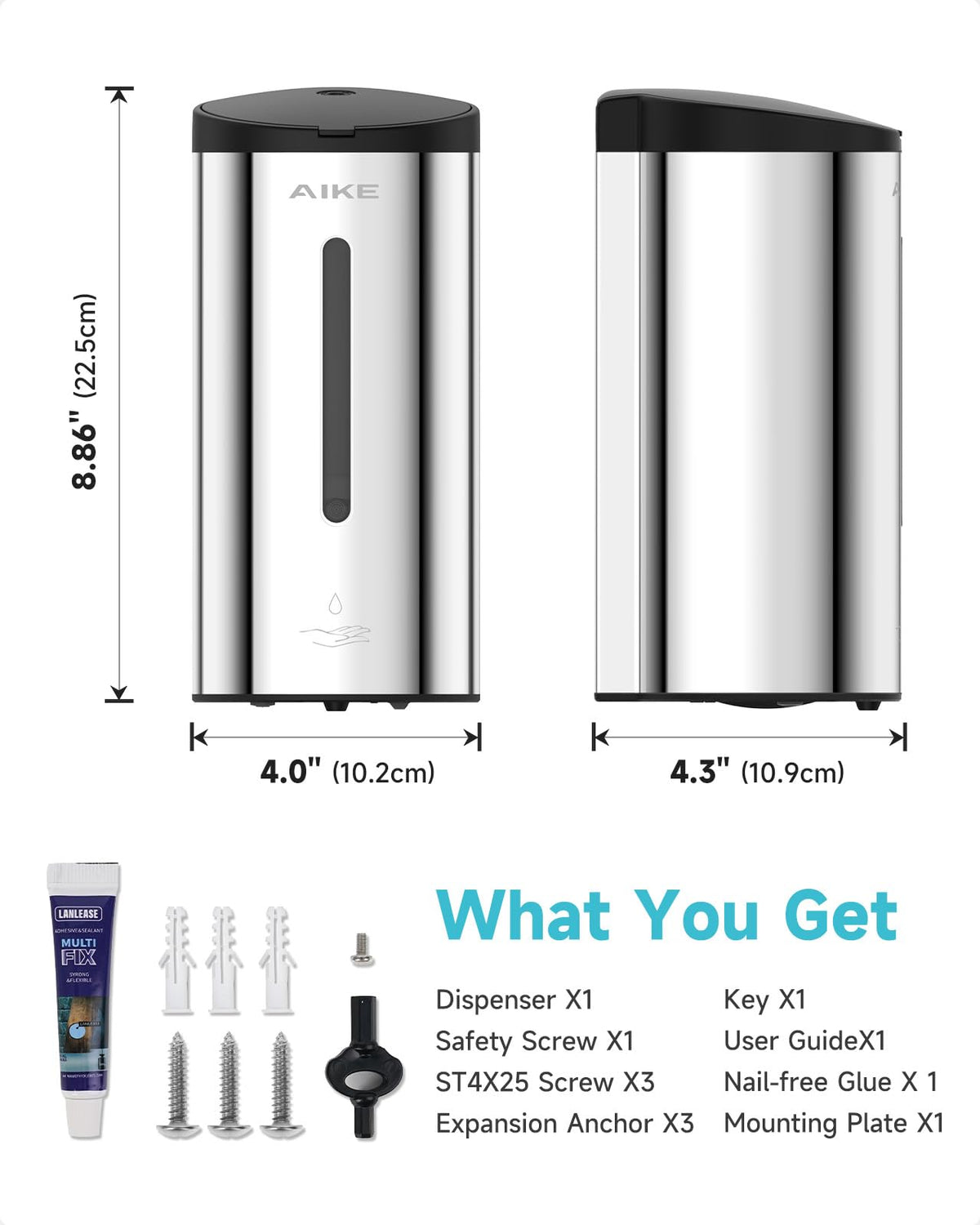 AIKE AK1205 durable polished stainless steel body for commercial use