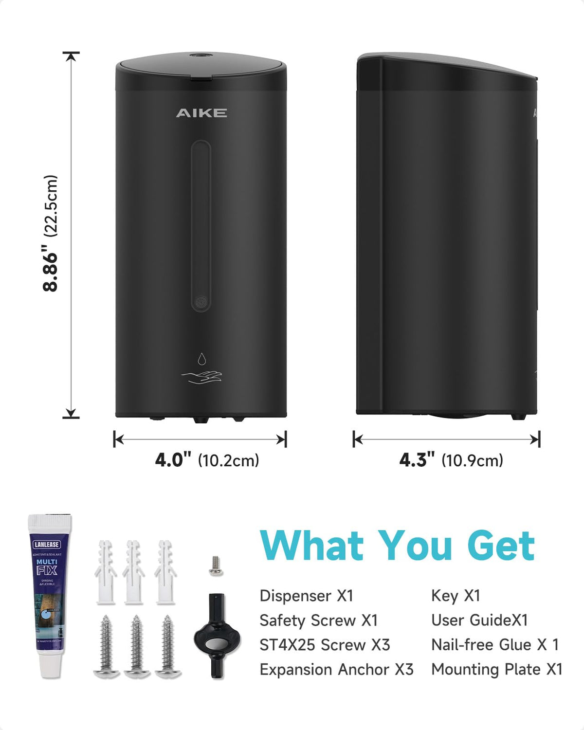 AIKE AK1205 stainless steel finish suits commercial environments.