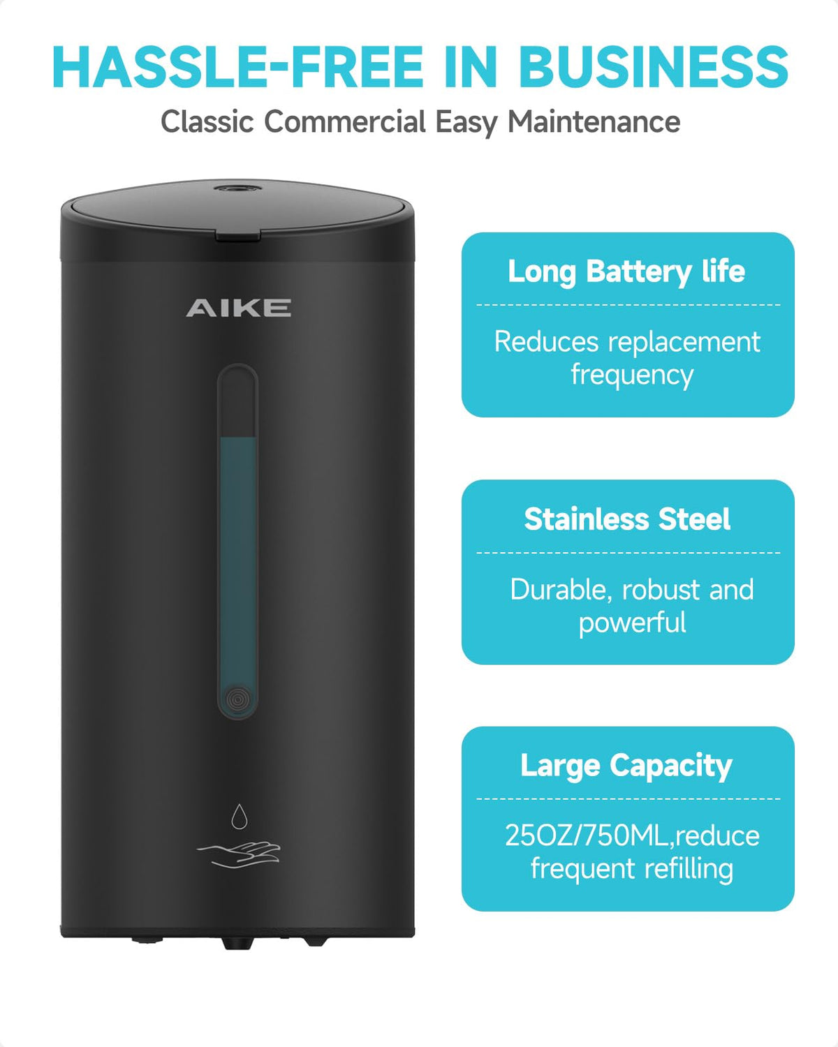 AIKE AK1205 95-degree lid aids stable filling and spill prevention.