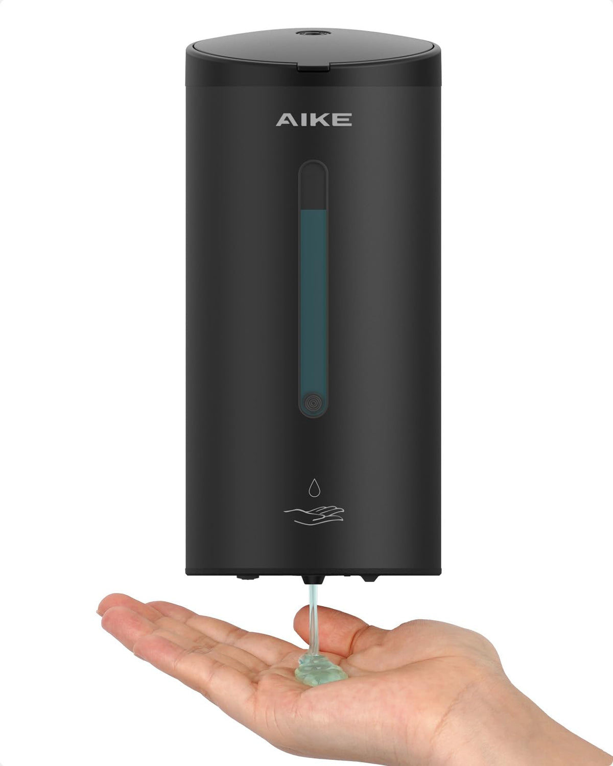 AIKE AK1205 matte black wall-mounted soap dispenser for high-traffic areas.