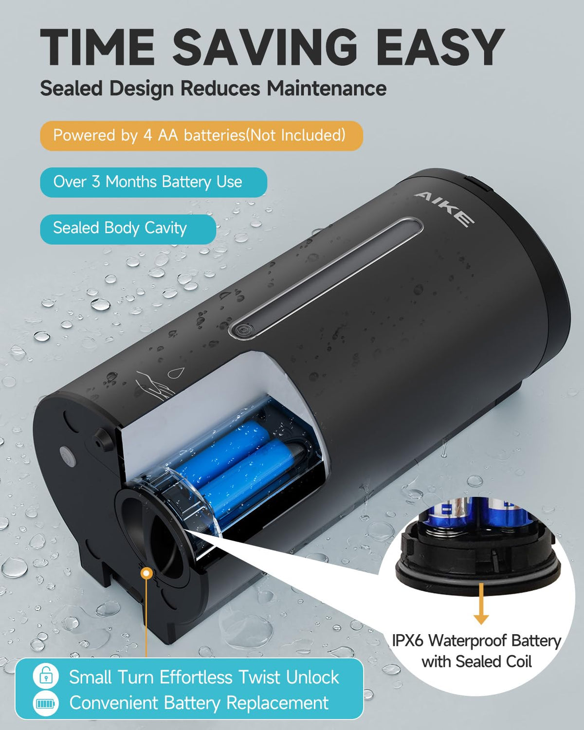 AIKE AK1205 touchless operation promotes hygiene in kitchens and offices.
