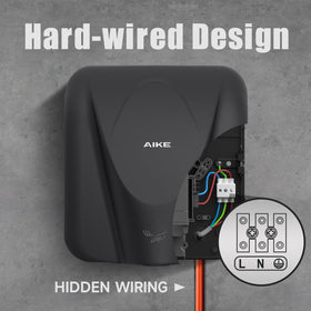 AIKE Elephant Power hand dryer in use showing rapid drying action.