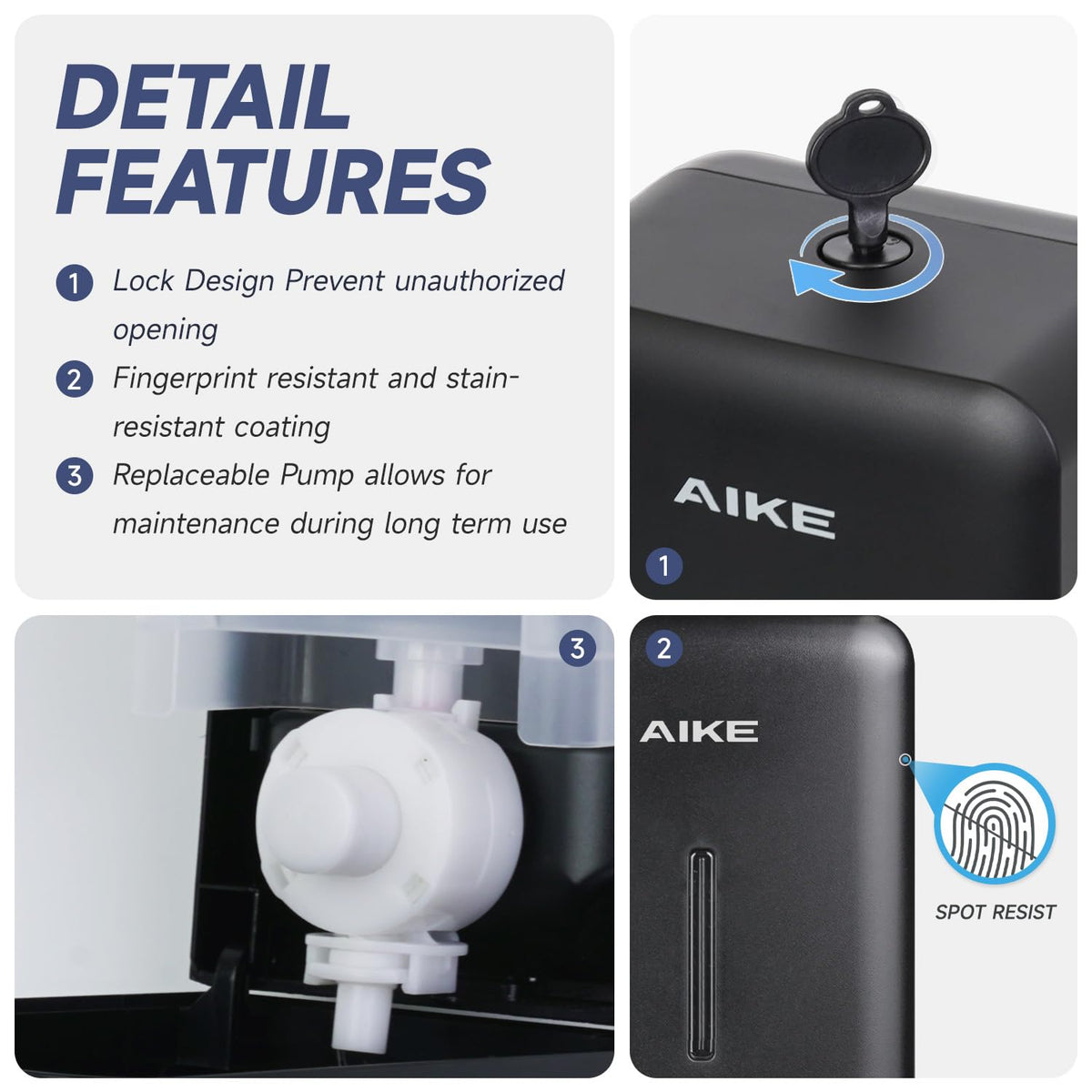 AIKE dispenser silver finish complements modern bathroom decor
