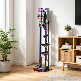 AIKOLZON vacuum stand living room setup with organized charging area