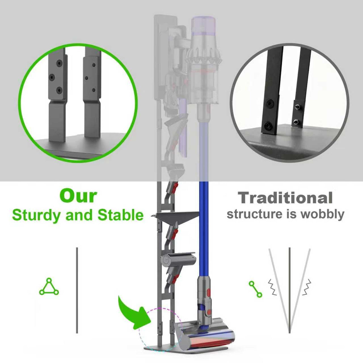 AIKOLZON vacuum stand three-point fixation provides wobble-free stability.