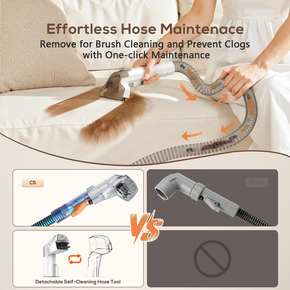 Ailltopd cleaning action on carpet and upholstery in use
