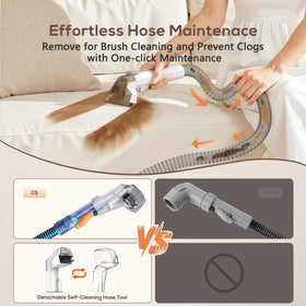 Ailltopd cleaning action on carpet and upholstery in use