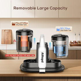 Ailltopd dual tanks with 0-8l and 1-5l capacity for extended cleaning