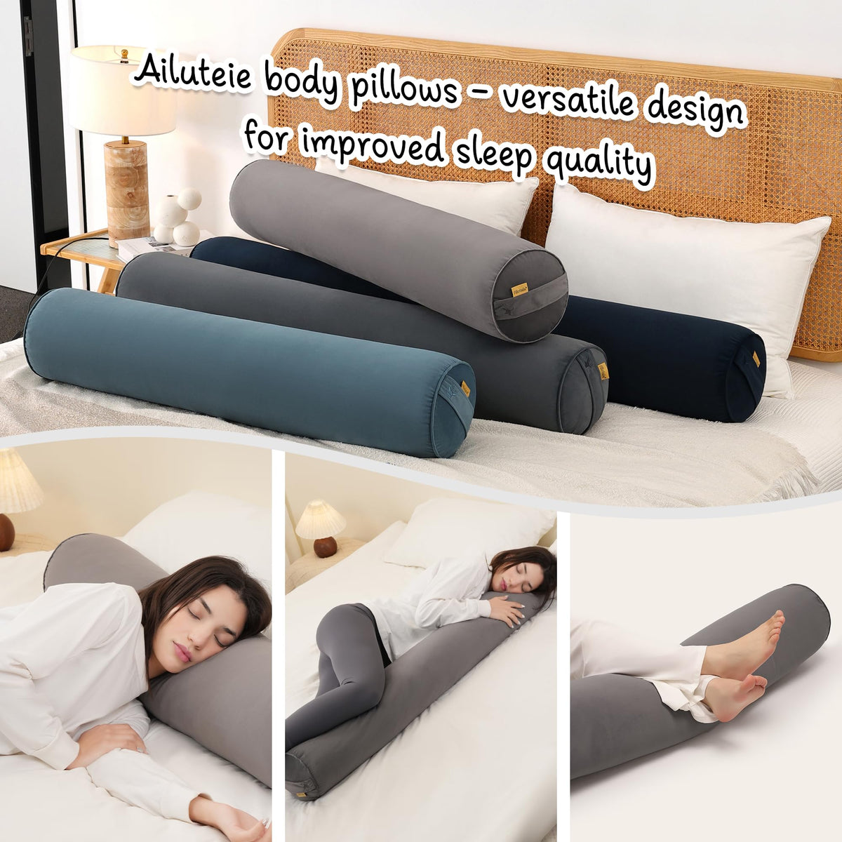 Ailuteie 47in-long steel-gray pillow designed for versatile comfort.