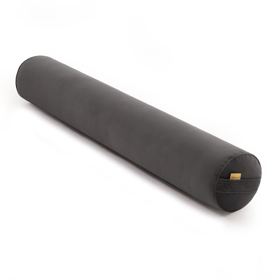 Ailuteie long round body pillow in steel gray for full-body support while resting.