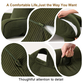 Ailuteie corduroy pillow includes a built-in handle for easy movement between spaces.